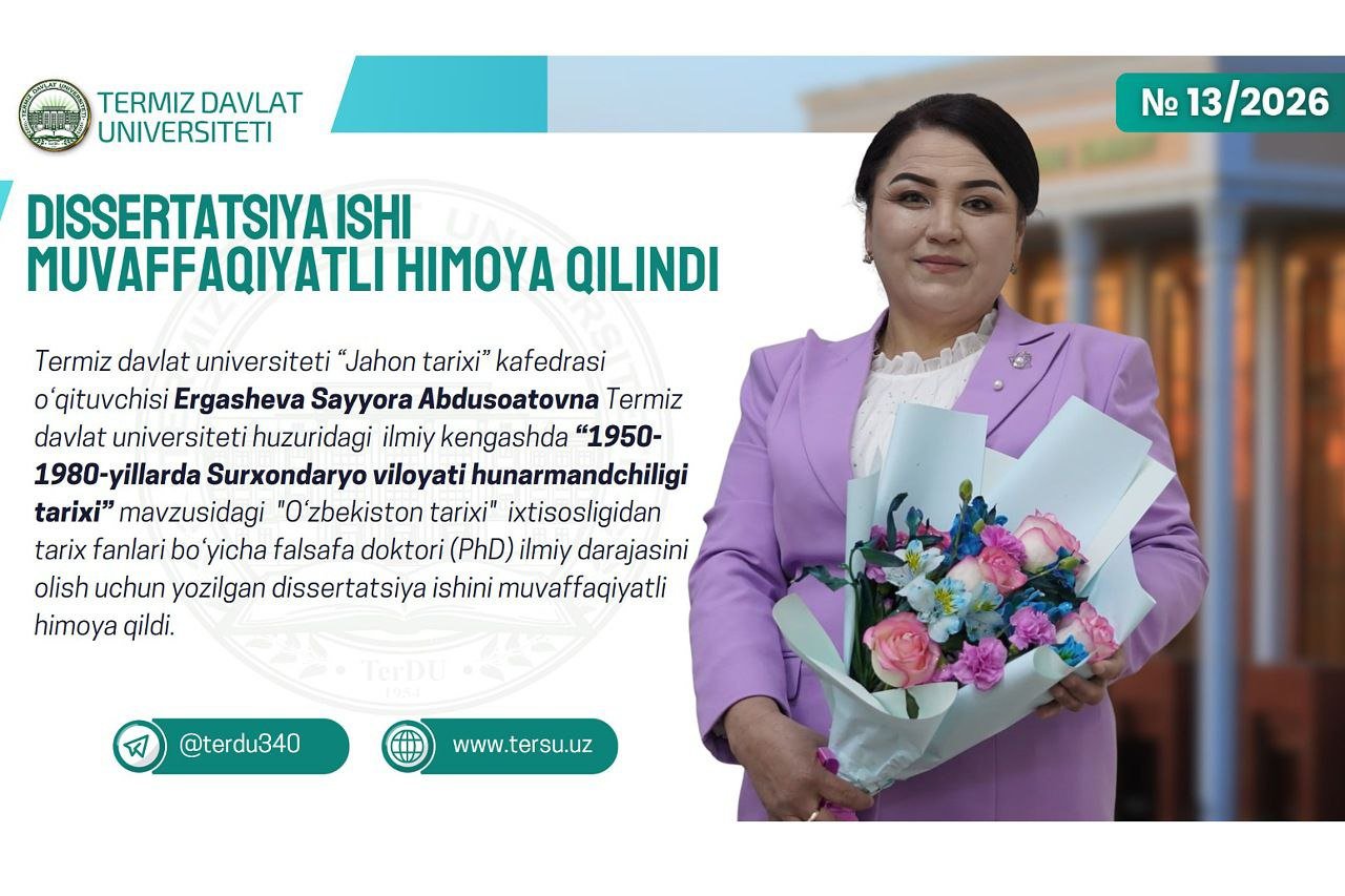 DISSERTATSIYA ISHI MUVAFFAQIYATLI HIMOYA QILINDI